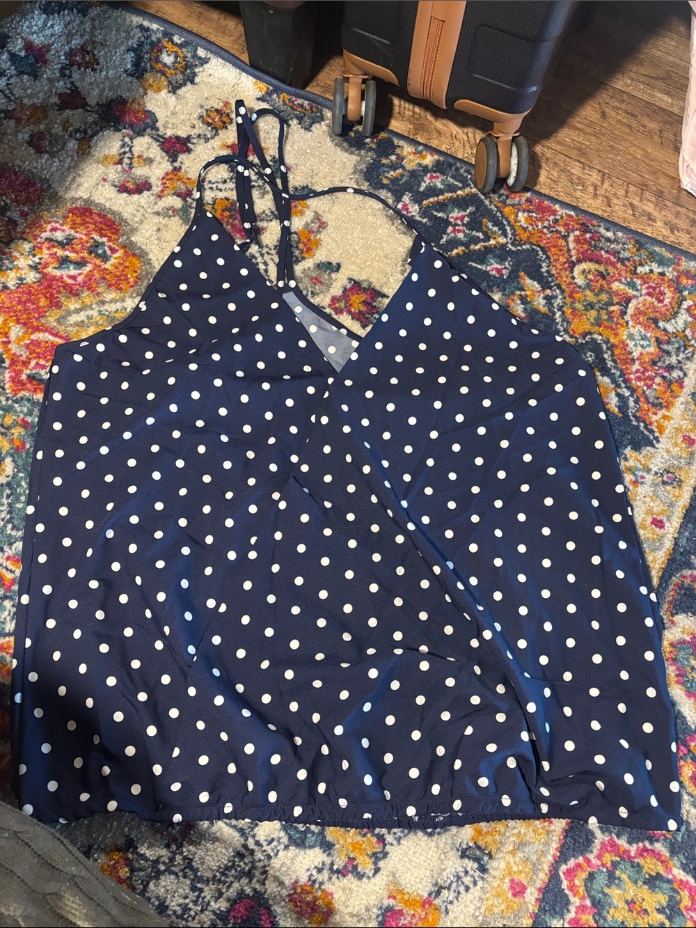 Navy Polka Dot Halter Top